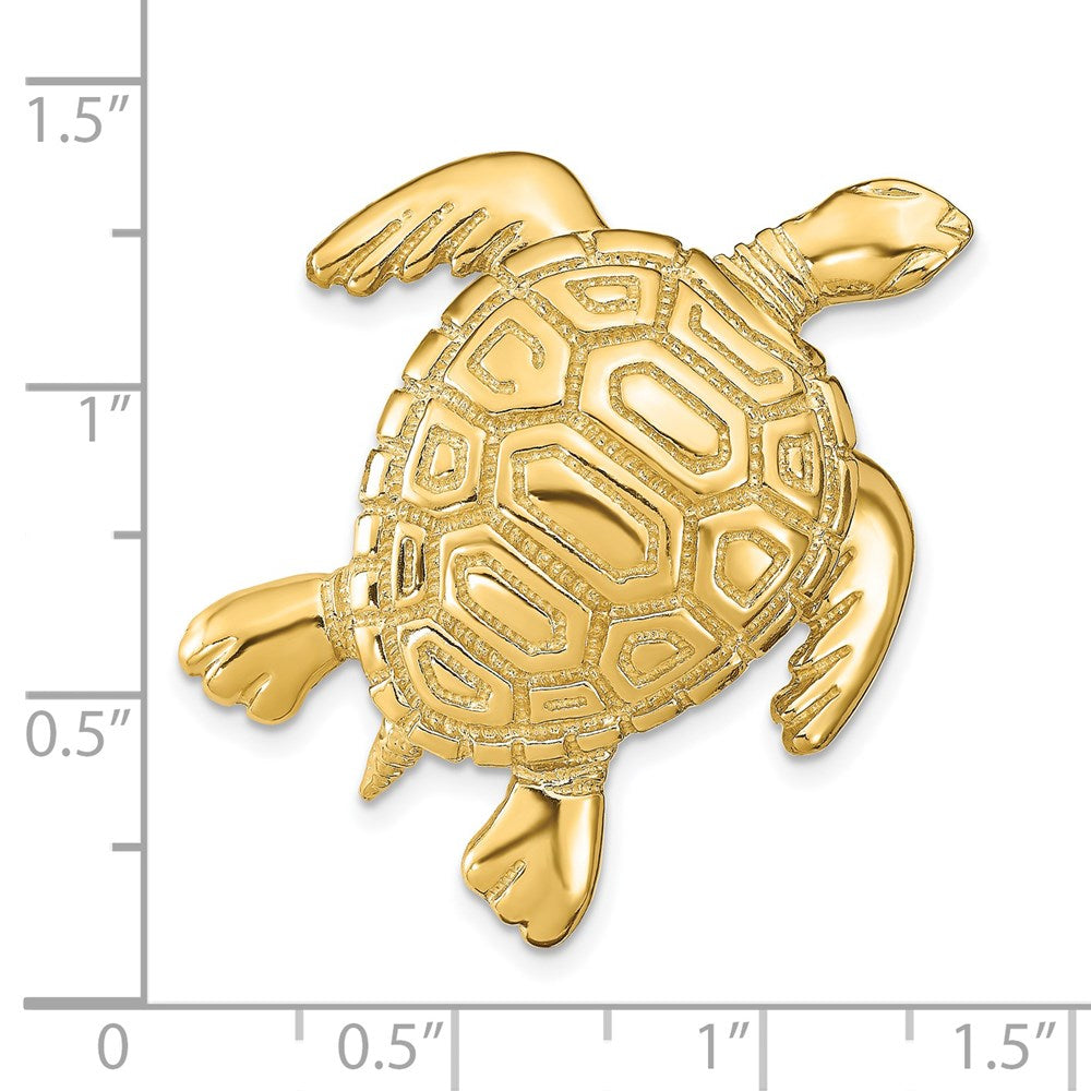 14k Gold Large Sea Turtle Necklace Pendant - Charlie & Co. Jewelry