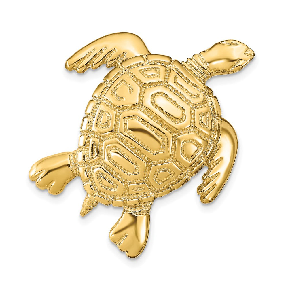 14k Gold Large Sea Turtle Necklace Pendant - Charlie & Co. Jewelry