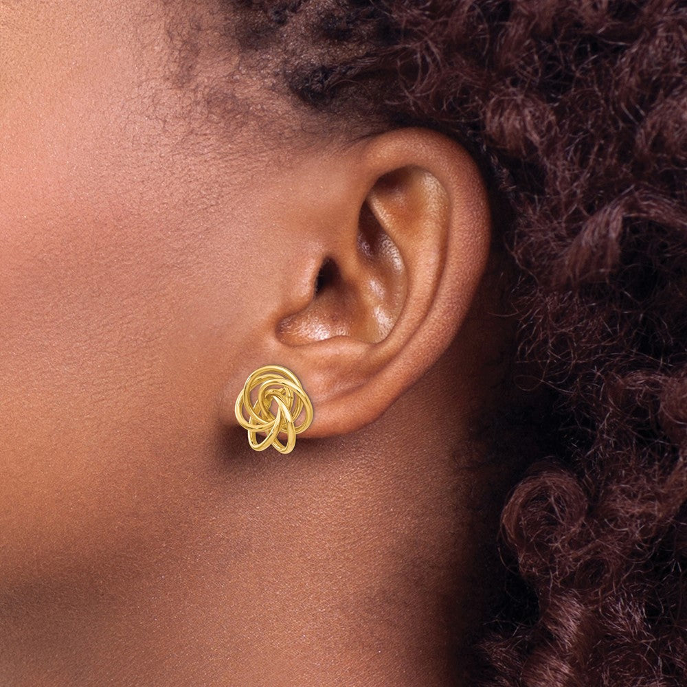 Gold Polished Love Knot Post Earrings - Model T564 - Charlie & Co. Jewelry
