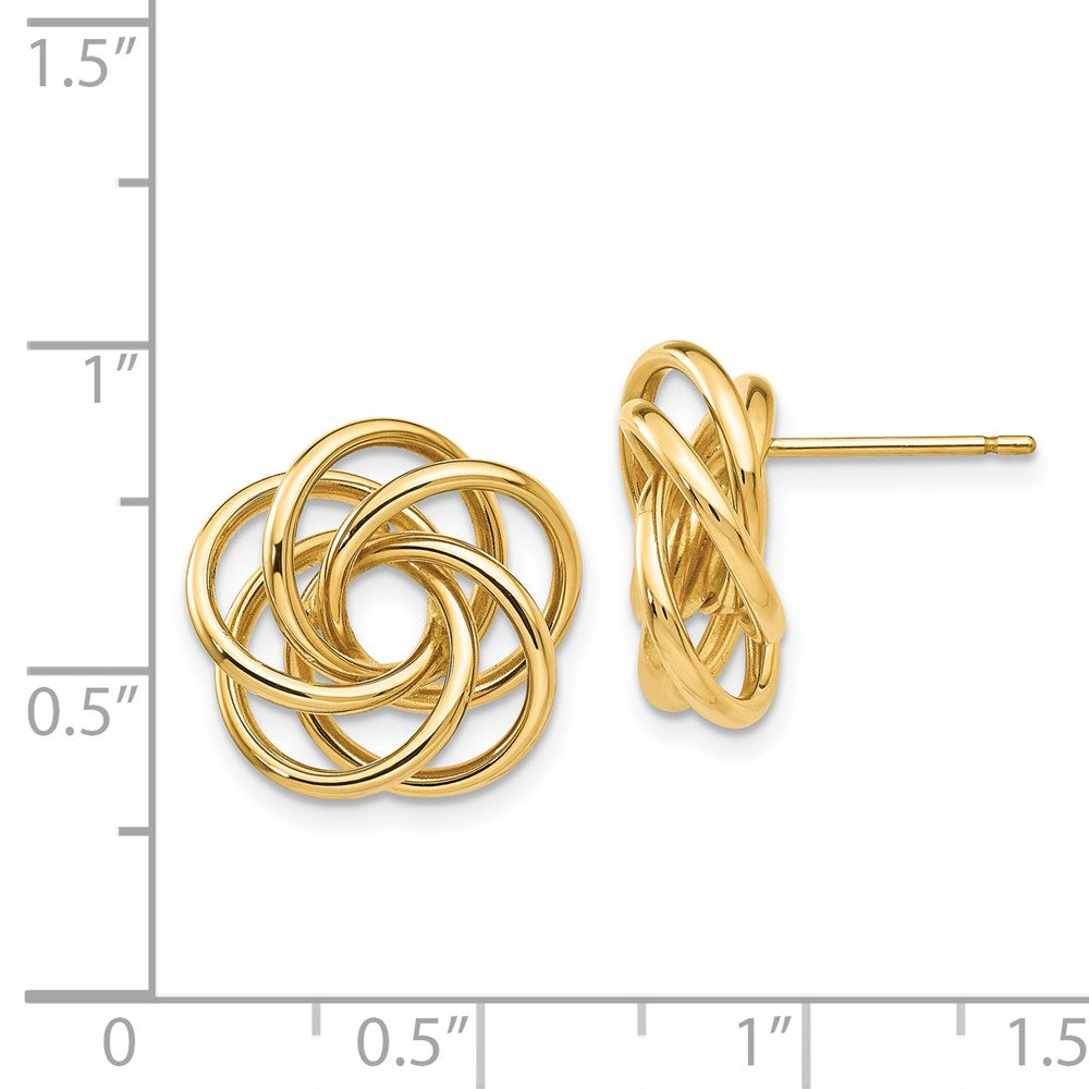 Gold Polished Love Knot Post Earrings - Model T564 - Charlie & Co. Jewelry
