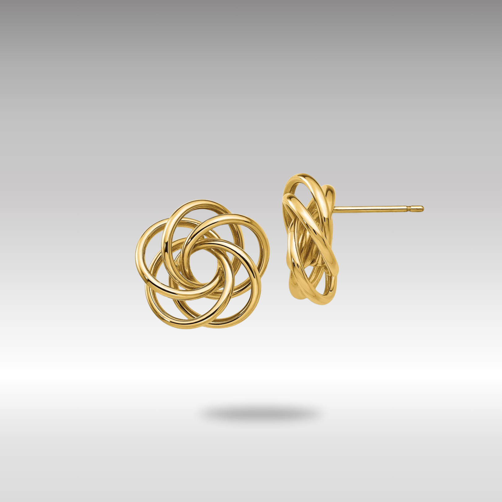 Gold Polished Love Knot Post Earrings - Model T564 - Charlie & Co. Jewelry