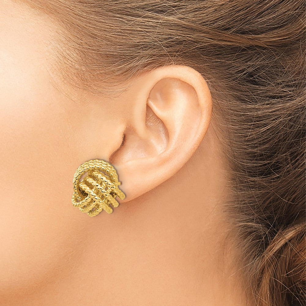 Gold Polished and Twisted Love Knot Post Earrings - Model T571 - Charlie & Co. Jewelry