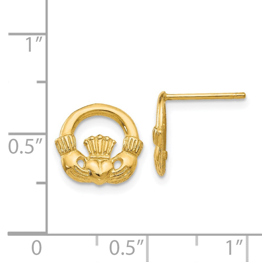 Gold Claddagh Post Earrings - Model TC556 - Charlie & Co. Jewelry