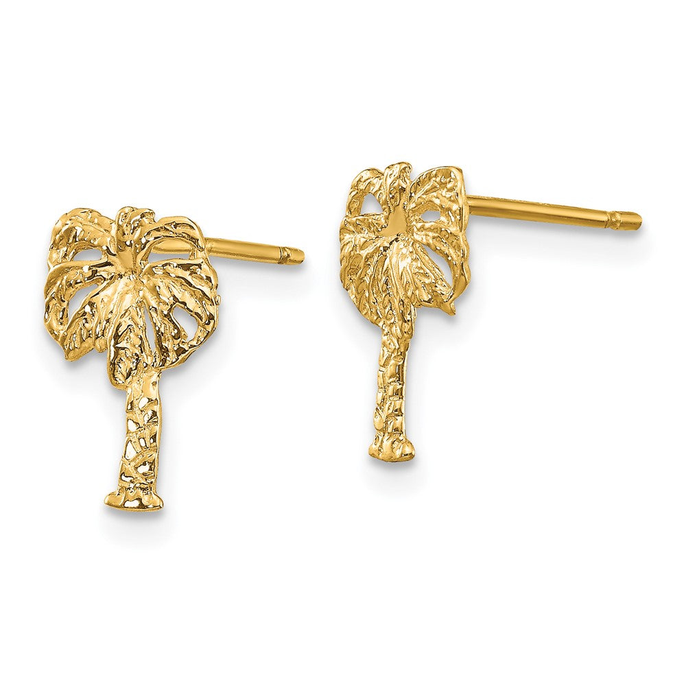 Gold Palm Tree Post Earrings - Model TC566 - Charlie & Co. Jewelry