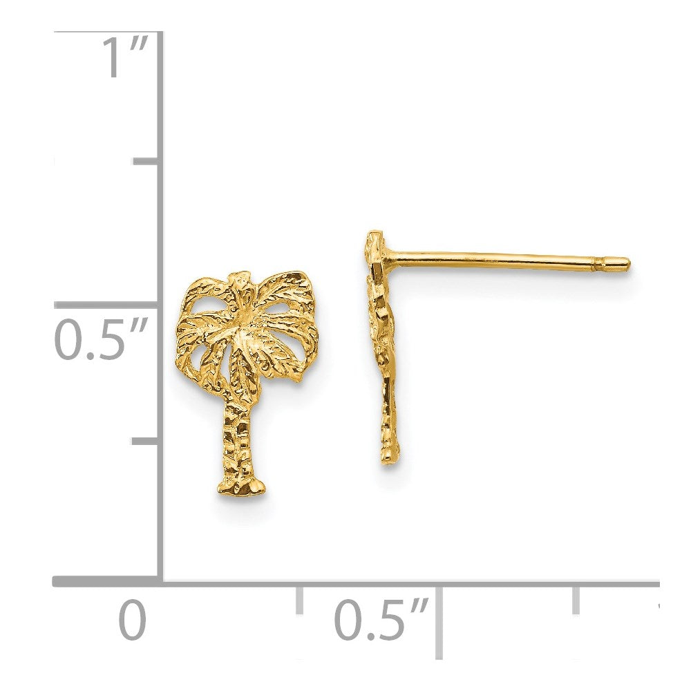 Gold Palm Tree Post Earrings - Model TC566 - Charlie & Co. Jewelry