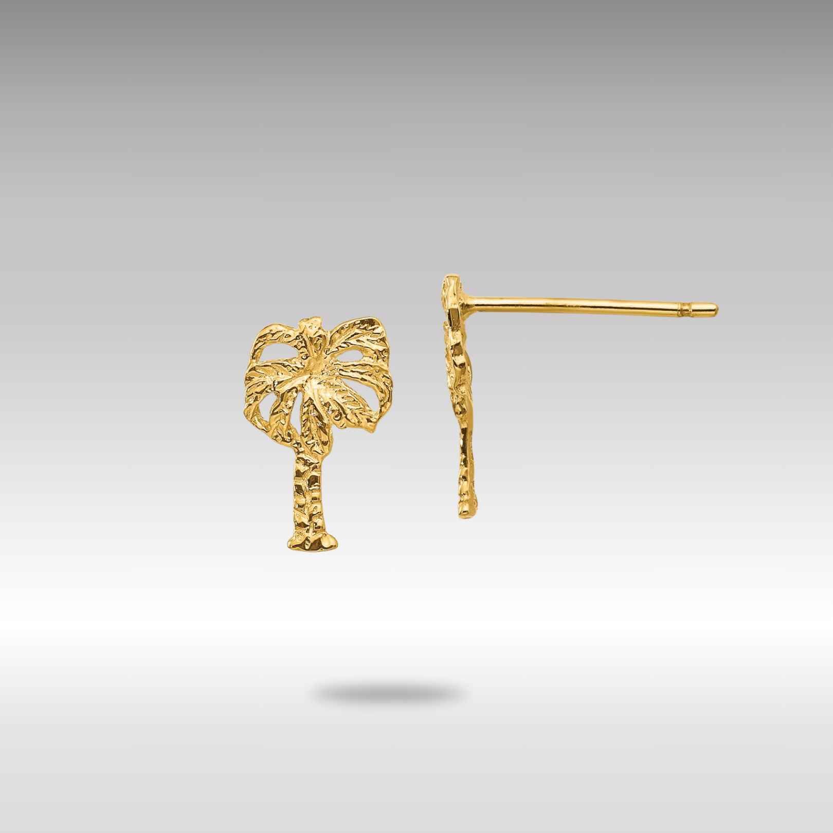 Gold Palm Tree Post Earrings - Model TC566 - Charlie & Co. Jewelry