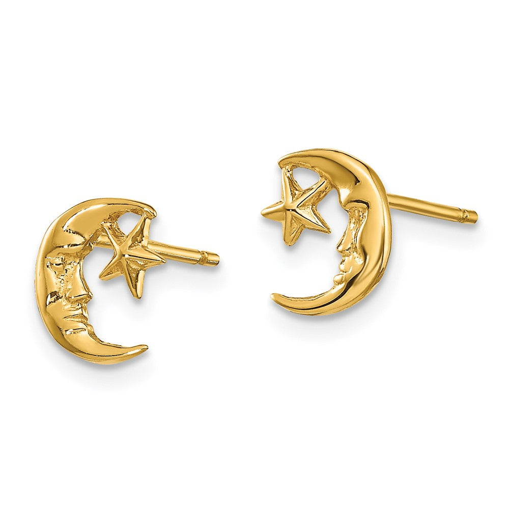 Gold Moon and Star Post Earrings - Model TC620 - Charlie & Co. Jewelry