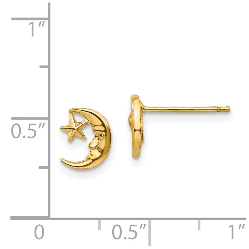 Gold Moon and Star Post Earrings - Model TC620 - Charlie & Co. Jewelry
