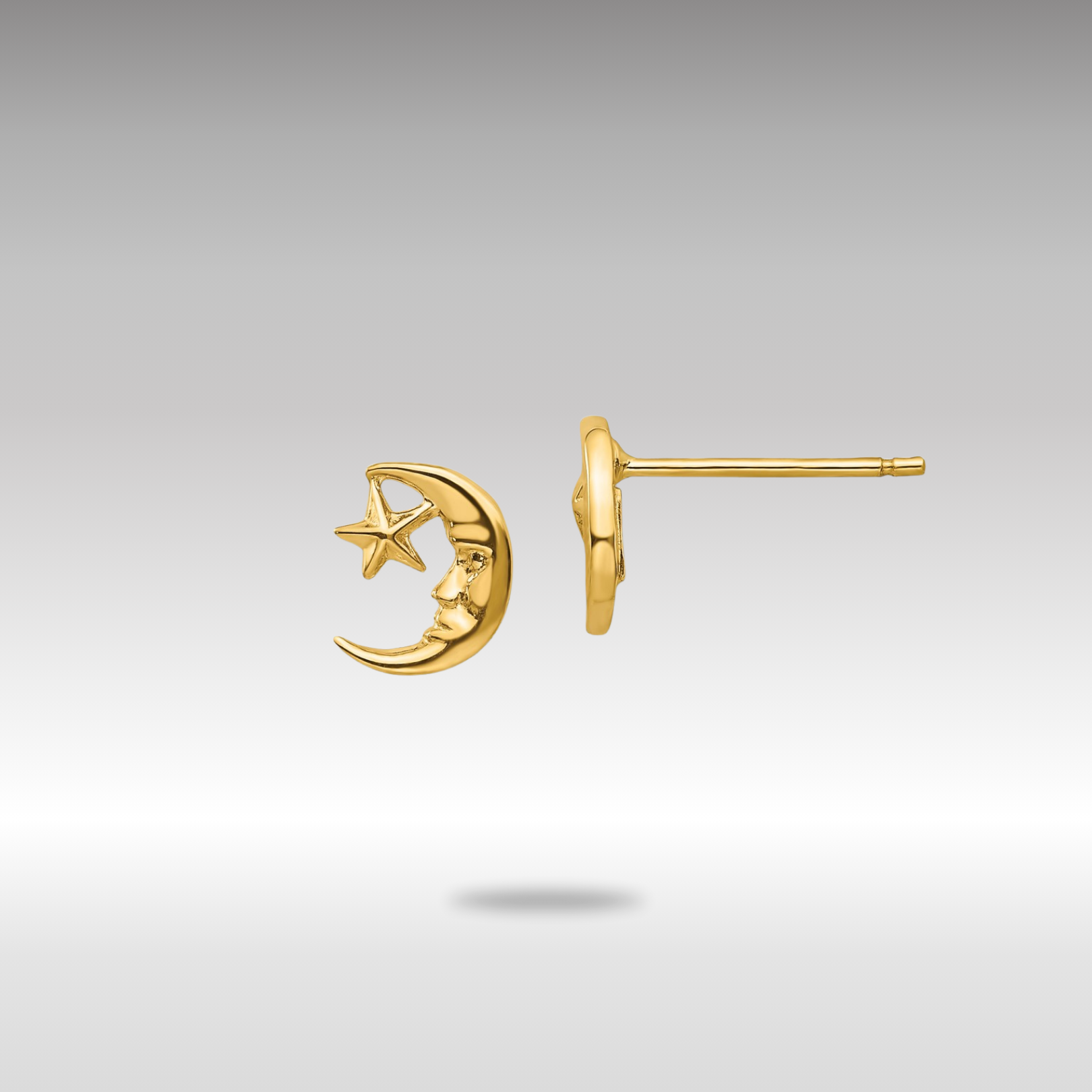 Gold Moon and Star Post Earrings - Model TC620 - Charlie & Co. Jewelry