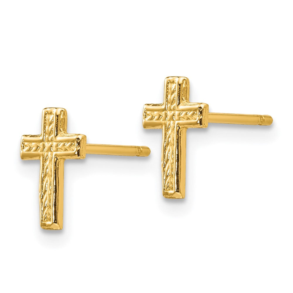 Gold Polished Cross Post Earrings - Model TC628 - Charlie & Co. Jewelry