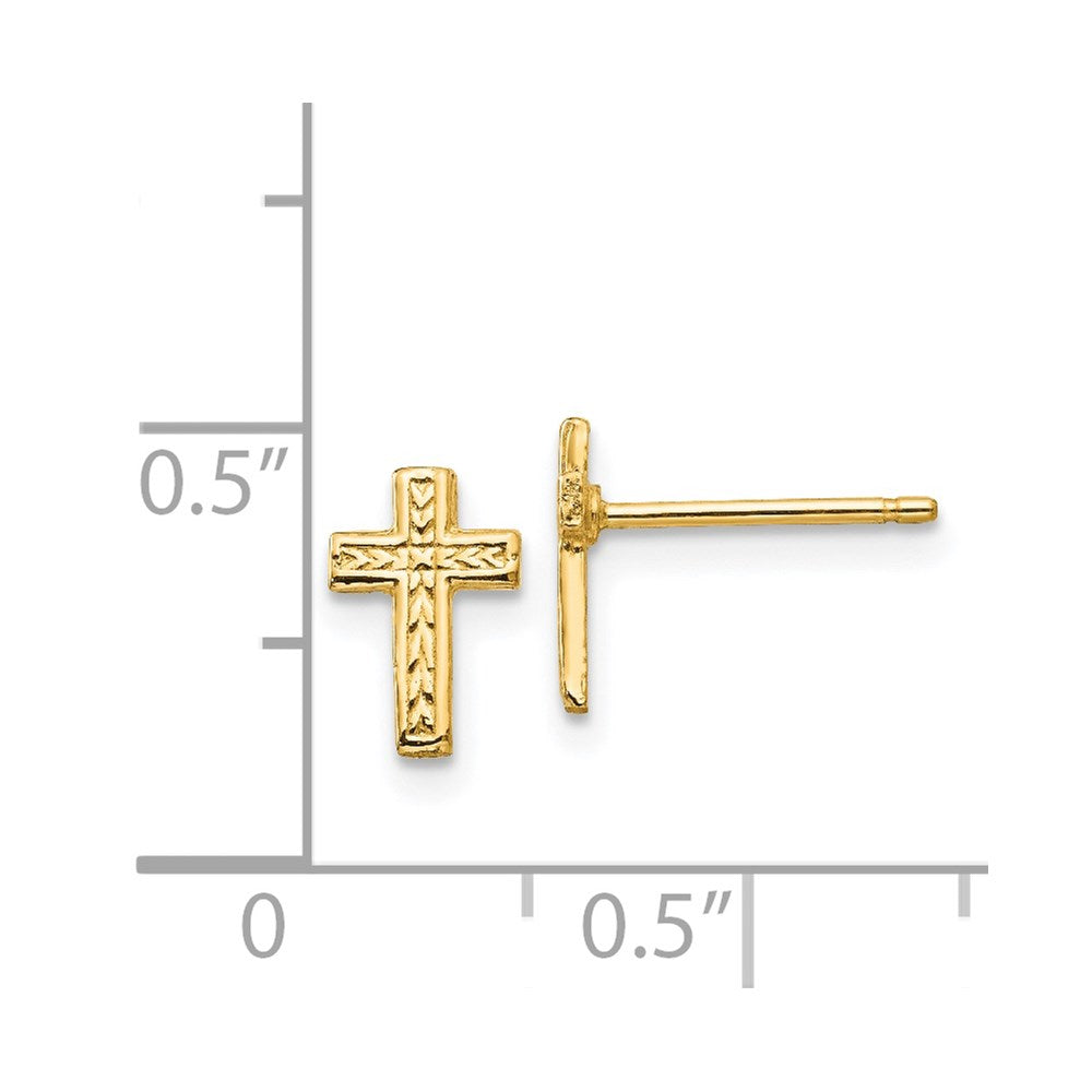 Gold Polished Cross Post Earrings - Model TC628 - Charlie & Co. Jewelry