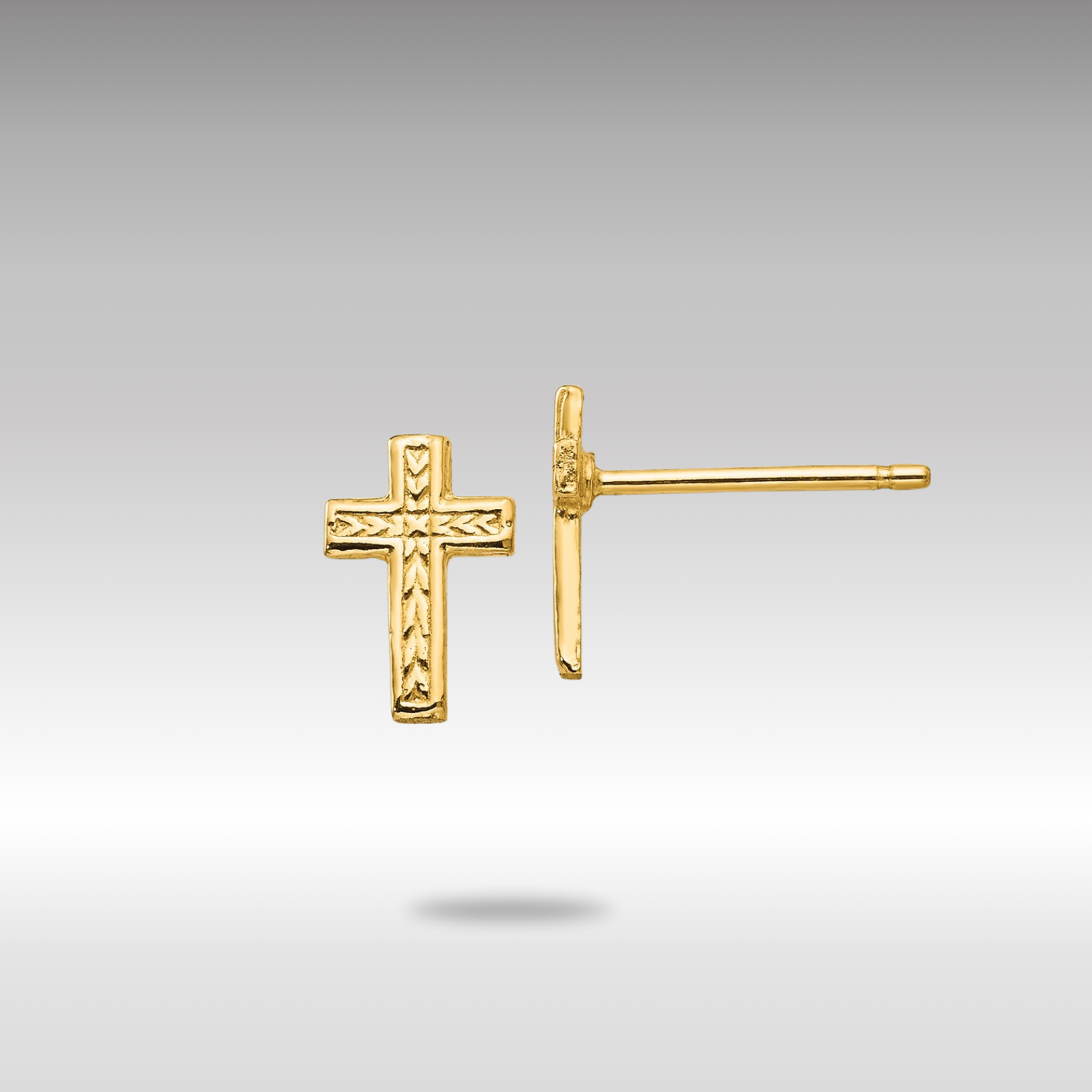 Gold Polished Cross Post Earrings - Model TC628 - Charlie & Co. Jewelry
