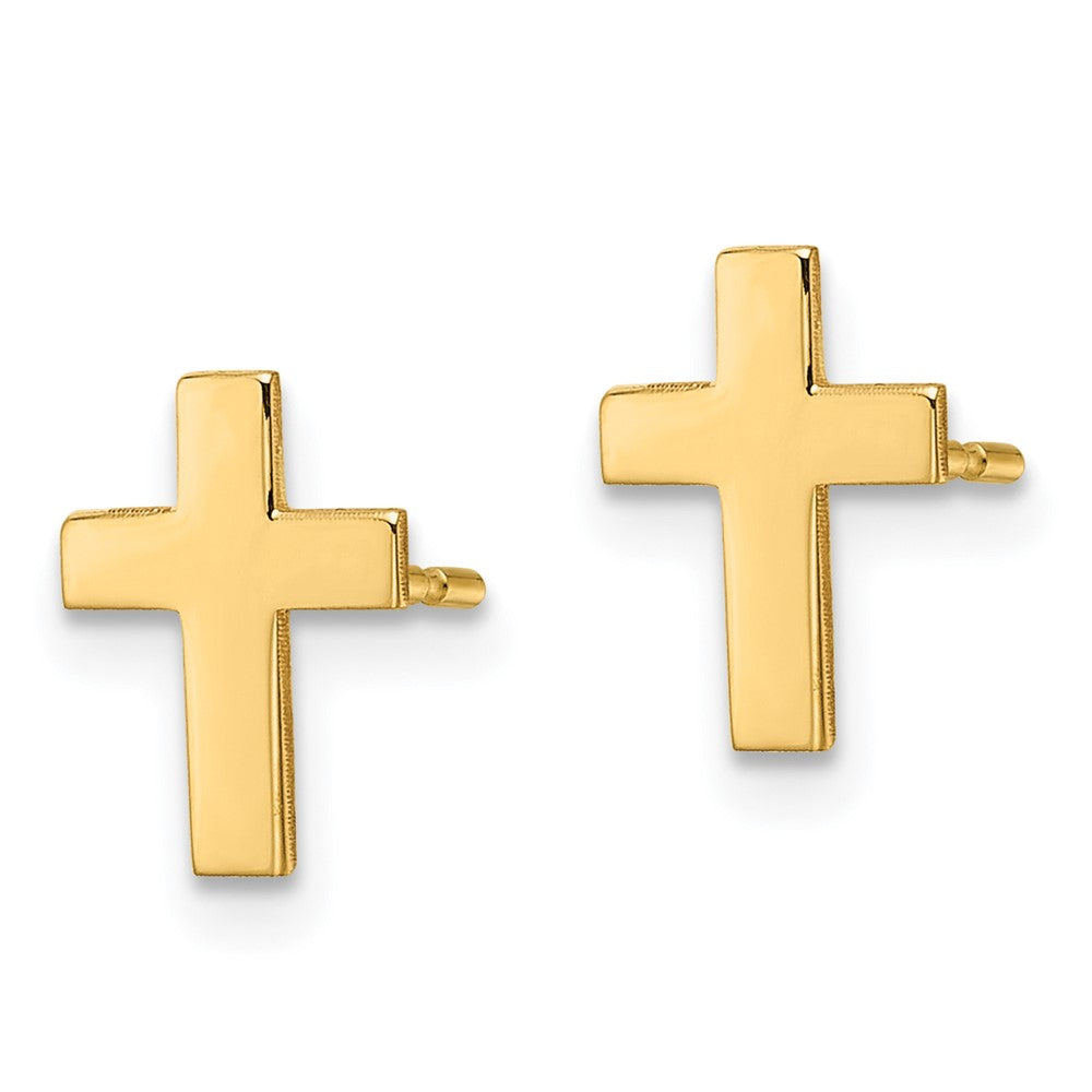 Gold Polished Cross Earrings - Model TC740 - Charlie & Co. Jewelry