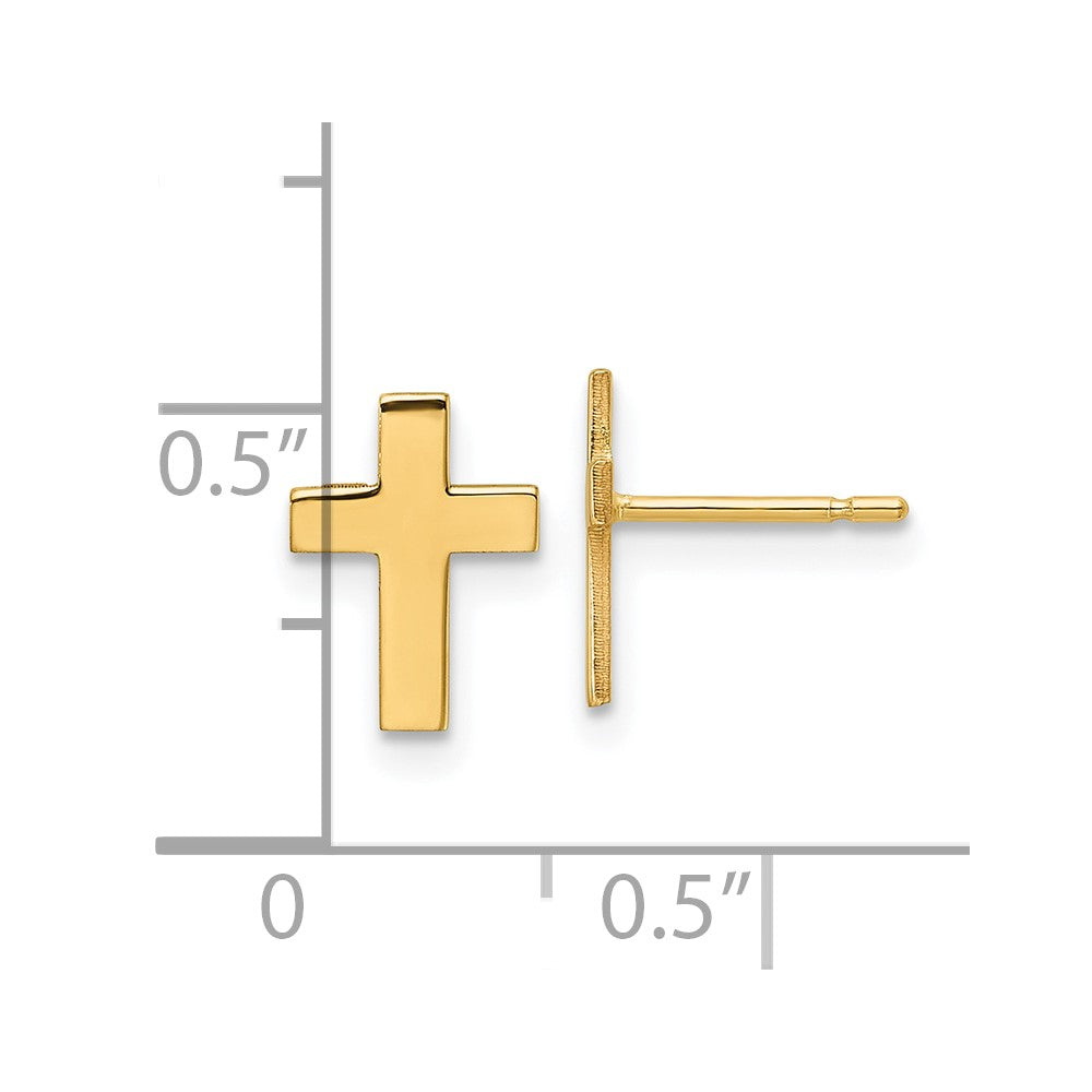 Gold Polished Cross Earrings - Model TC740 - Charlie & Co. Jewelry