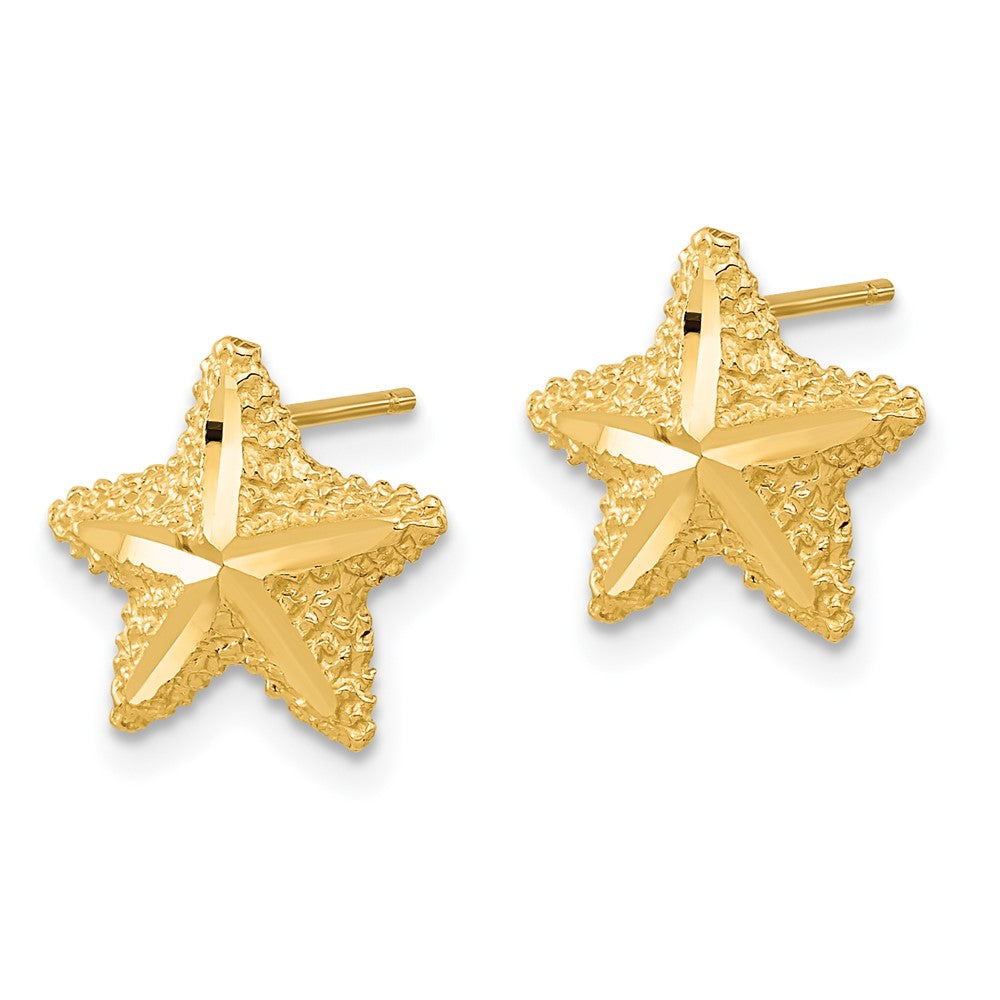 Gold Polished Diamond-cut Starfish Post Earrings - Model TC990 - Charlie & Co. Jewelry