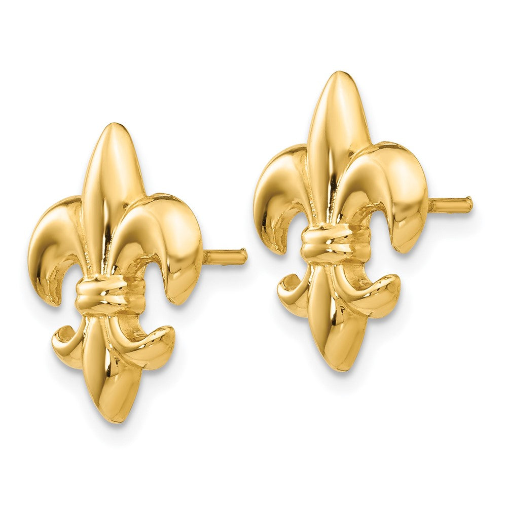 Gold Small Fleur-De-Lis Earrings - Model TE619 - Charlie & Co. Jewelry