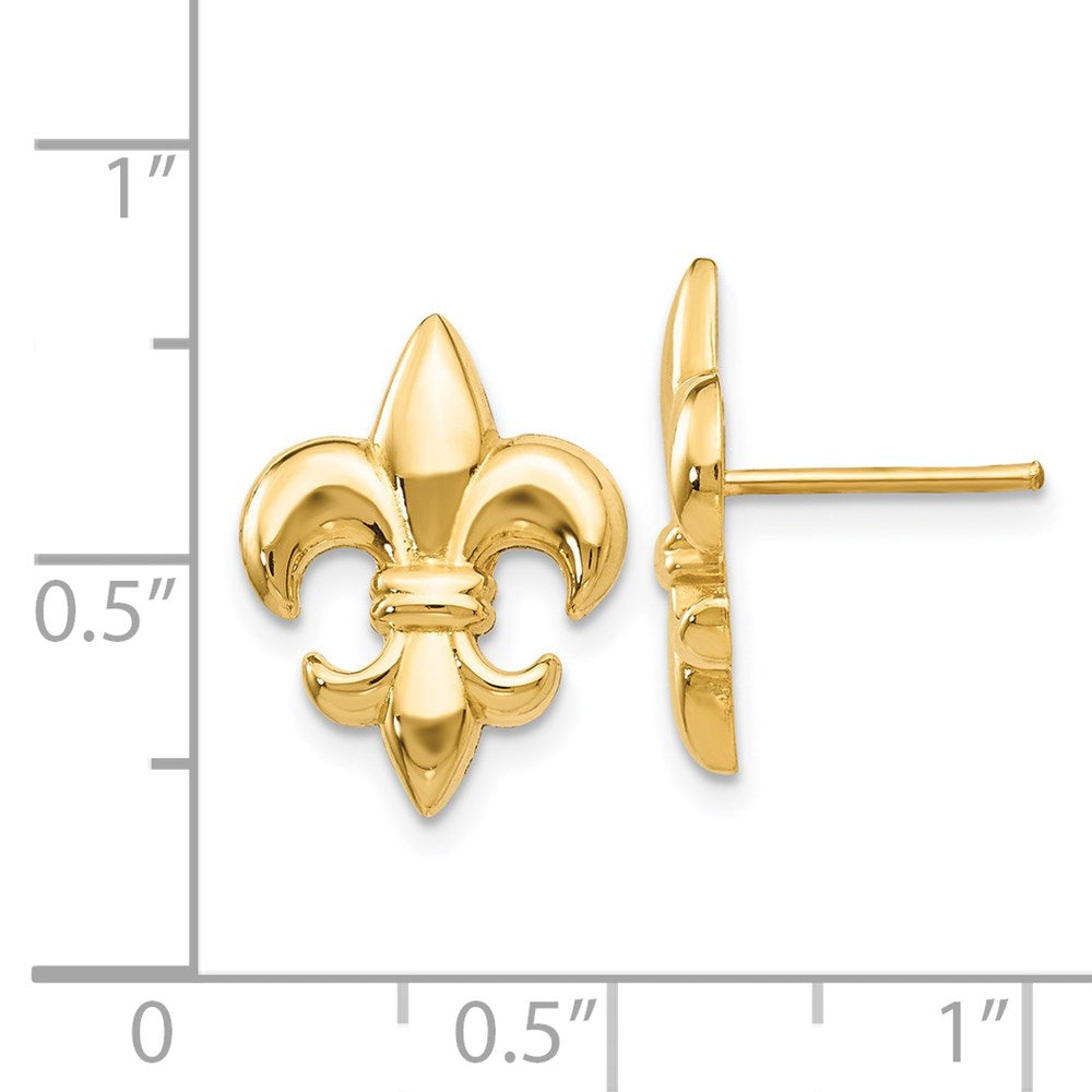 Gold Small Fleur-De-Lis Earrings - Model TE619 - Charlie & Co. Jewelry