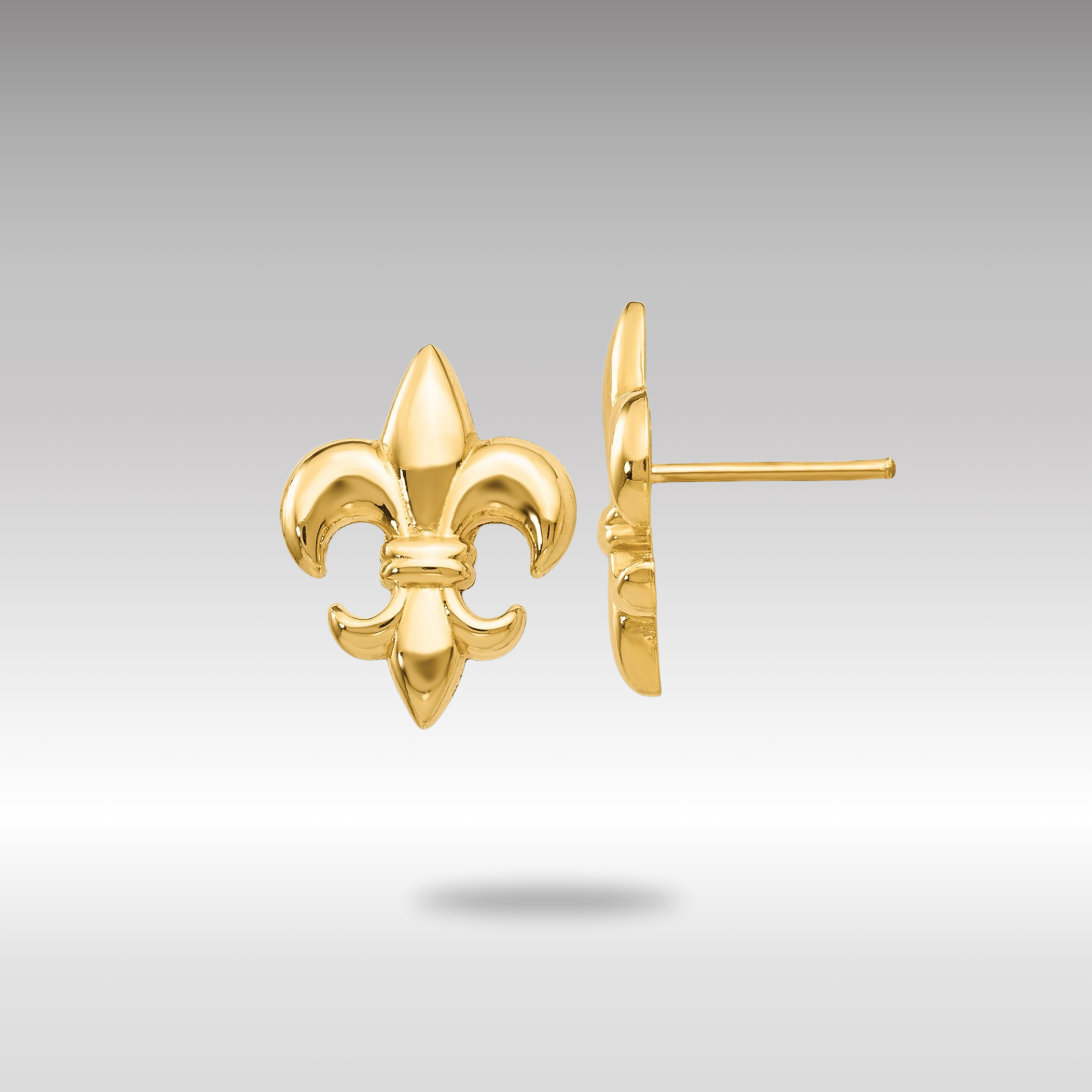Gold Small Fleur-De-Lis Earrings - Model TE619 - Charlie & Co. Jewelry