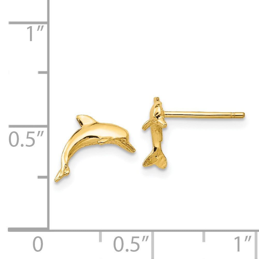 Gold Dolphin Post Earrings - Model TE622 - Charlie & Co. Jewelry