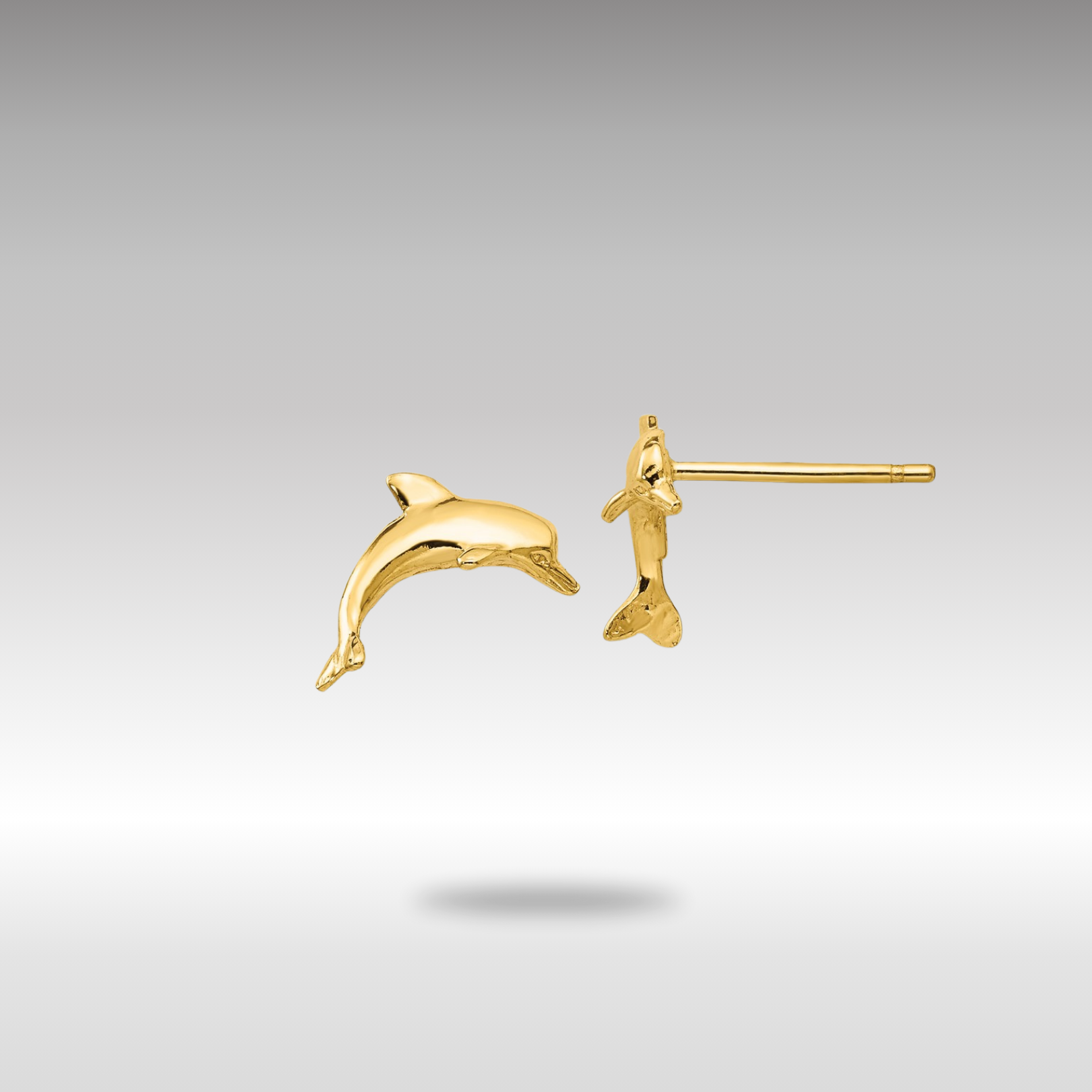 Gold Dolphin Post Earrings - Model TE622 - Charlie & Co. Jewelry