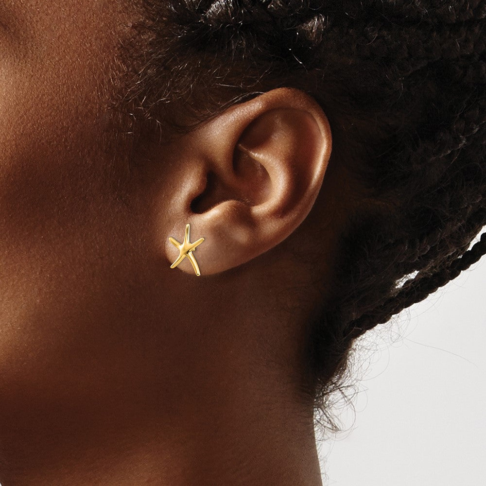 Gold Starfish Post Earrings - Model TE624 - Charlie & Co. Jewelry