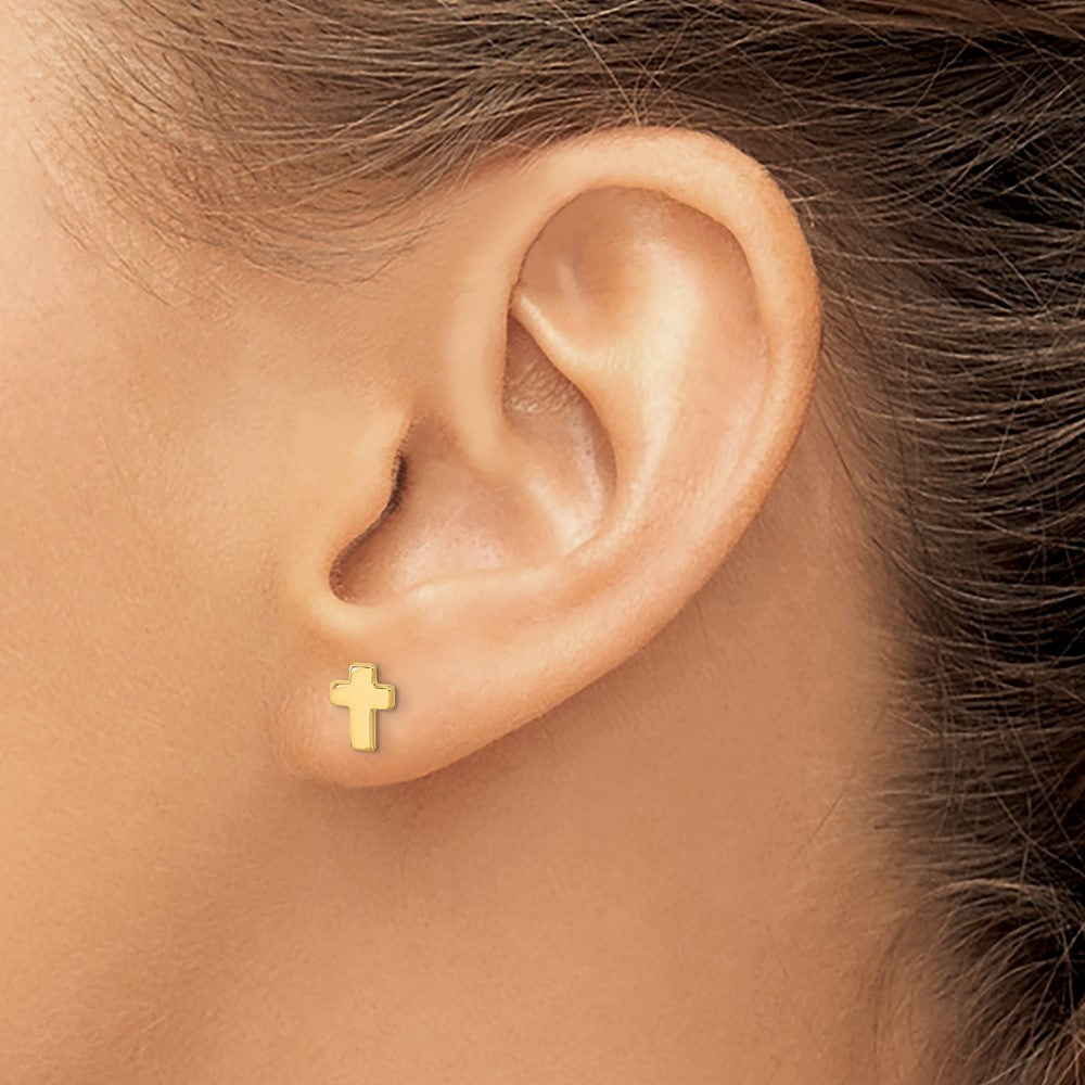 Gold Polished Cross Post Earrings - Model TE664 - Charlie & Co. Jewelry