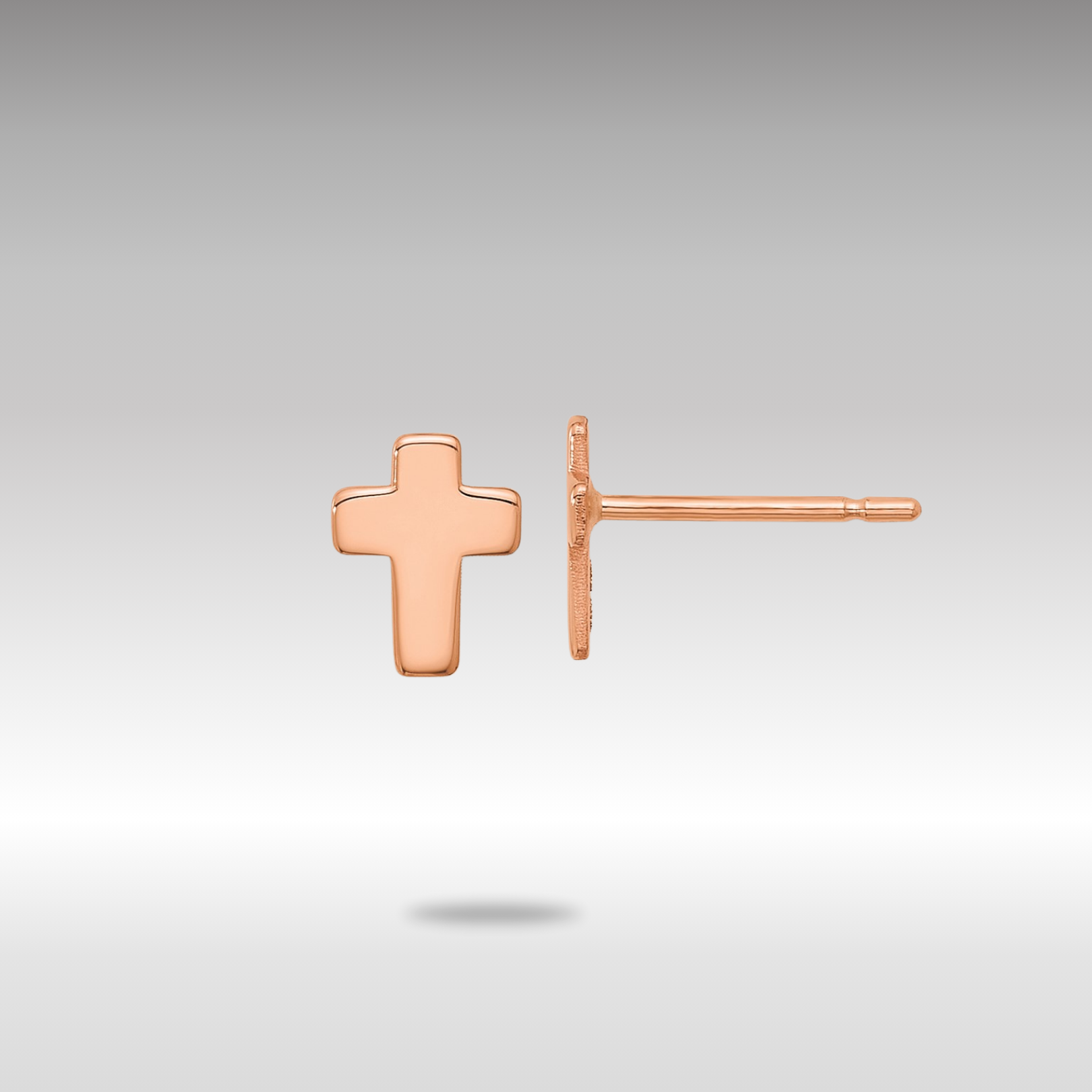 Rose Gold Polished Small Cross Post Earrings - Model TE664R - Charlie & Co. Jewelry