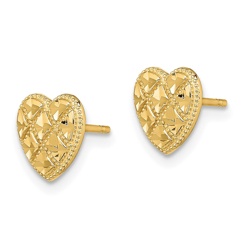 Gold Criss-Cross with D/C Heart Post Earrings - Model TE709 - Charlie & Co. Jewelry