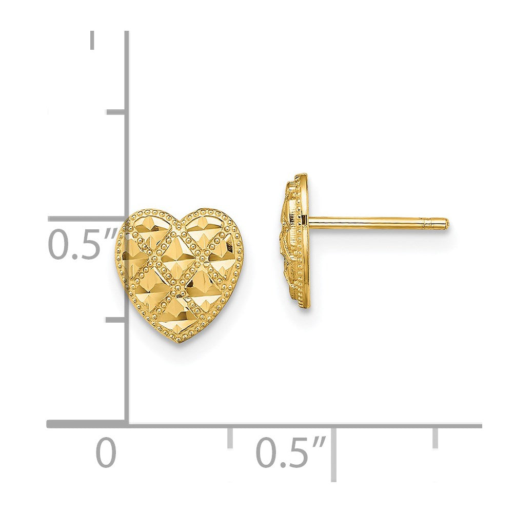 Gold Criss-Cross with D/C Heart Post Earrings - Model TE709 - Charlie & Co. Jewelry