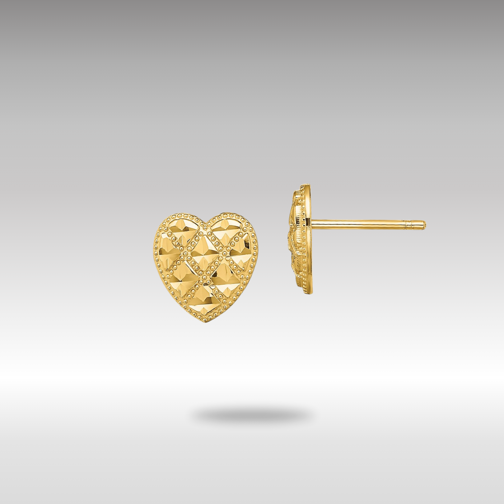 Gold Criss-Cross with D/C Heart Post Earrings - Model TE709 - Charlie & Co. Jewelry