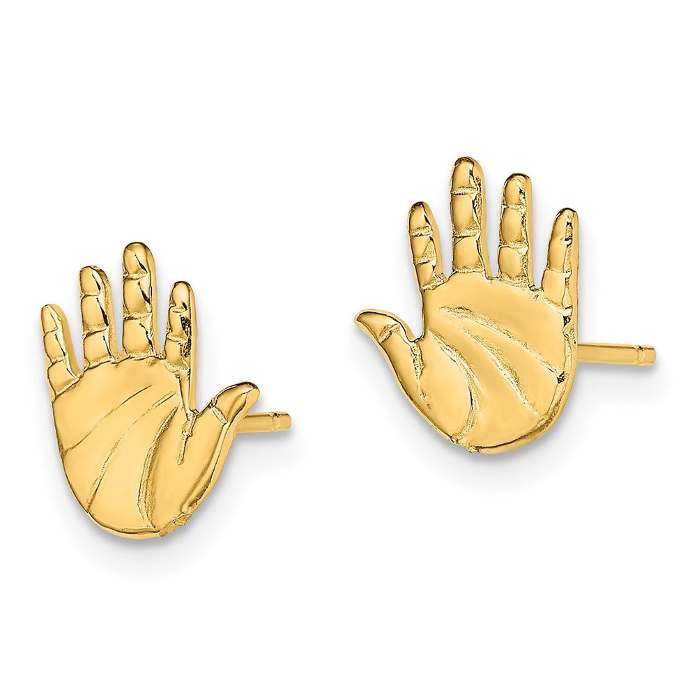 Gold Hand Print Post Earrings - Model TE726 - Charlie & Co. Jewelry