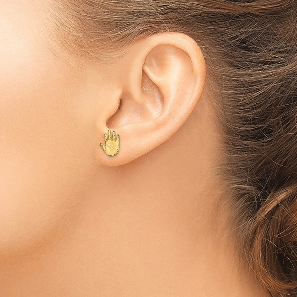 Gold Hand Print Post Earrings - Model TE726 - Charlie & Co. Jewelry