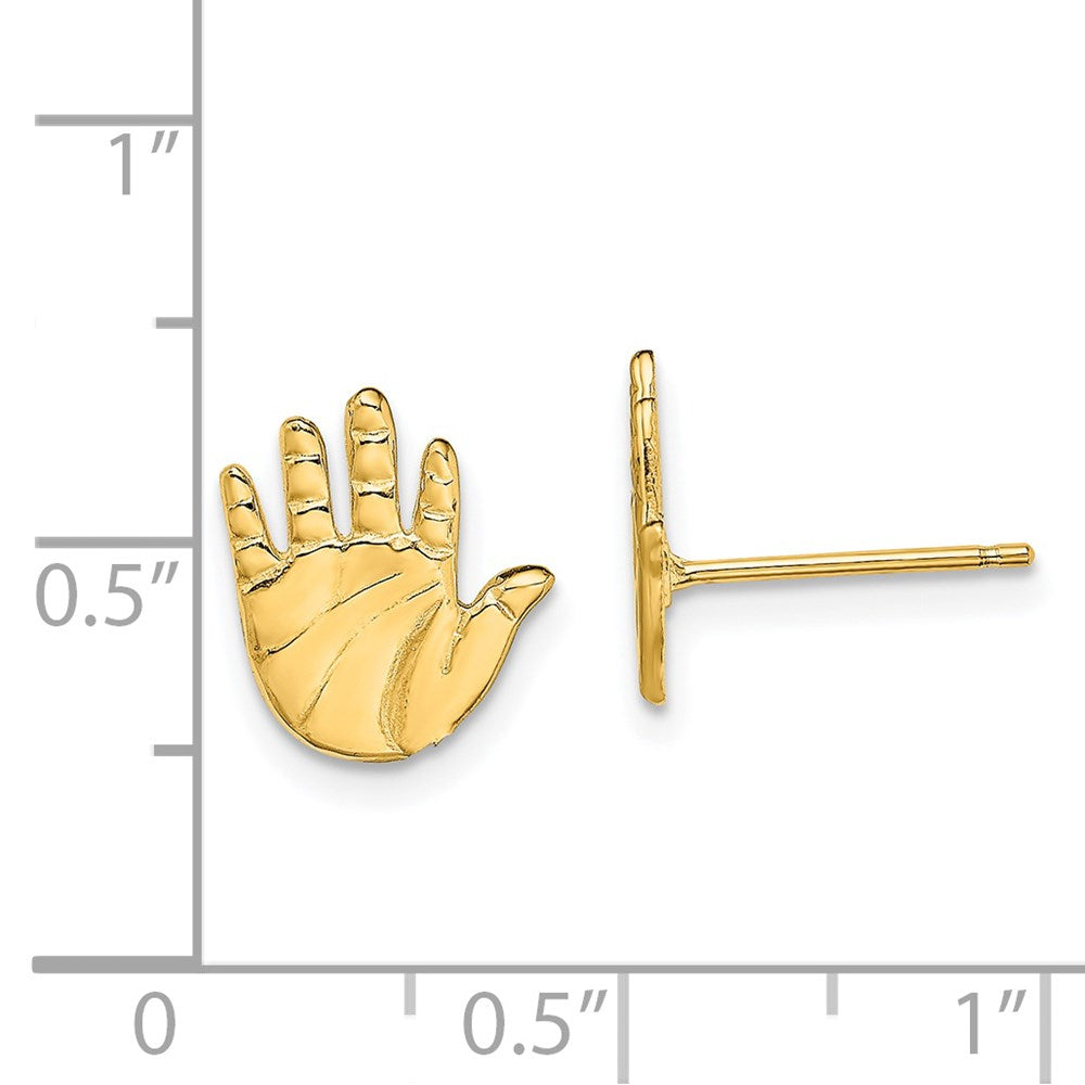 Gold Hand Print Post Earrings - Model TE726 - Charlie & Co. Jewelry