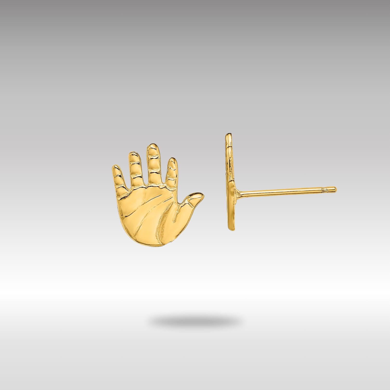 Gold Hand Print Post Earrings - Model TE726 - Charlie & Co. Jewelry