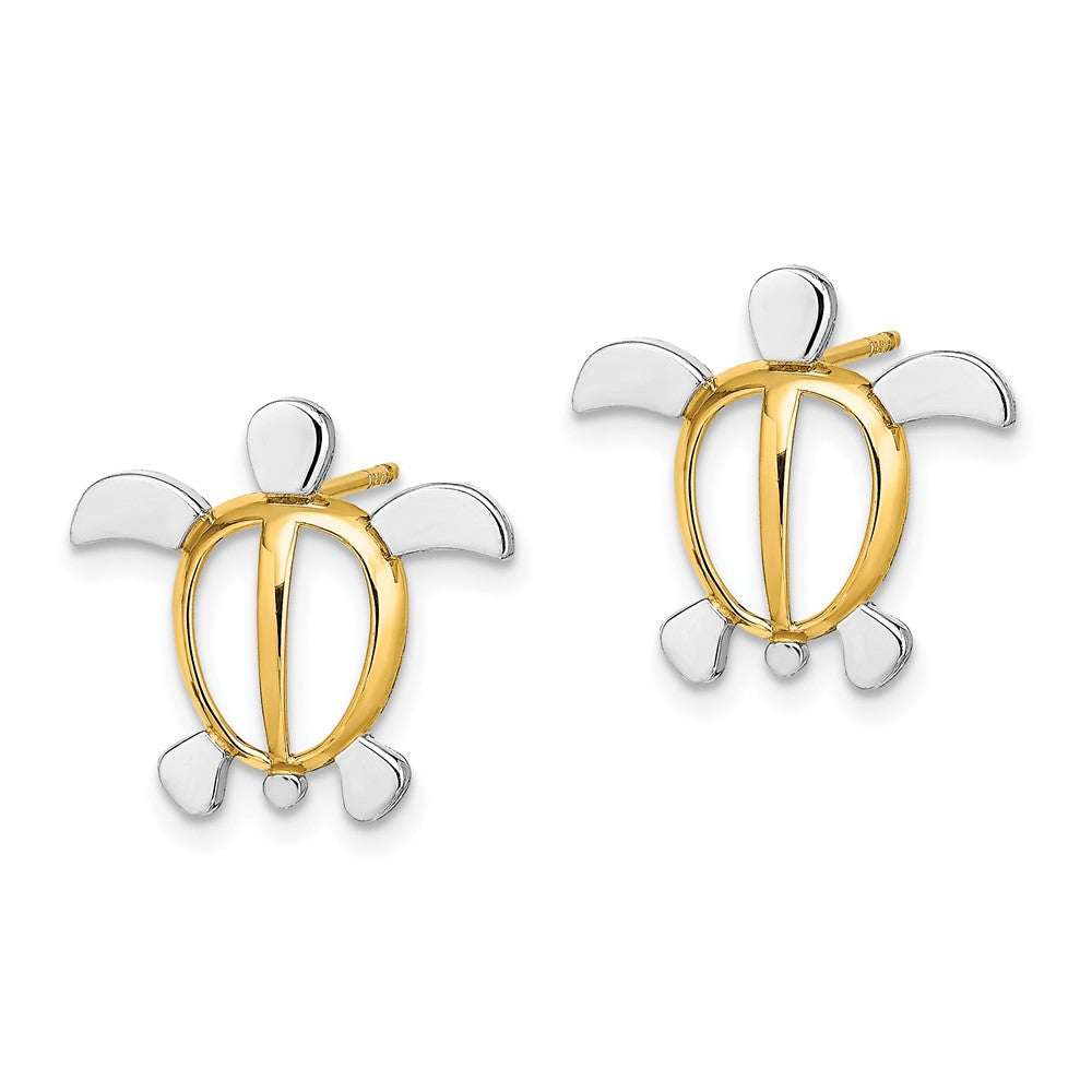 Gold Sea Turtle Post Earrings - Model TE940 - Charlie & Co. Jewelry