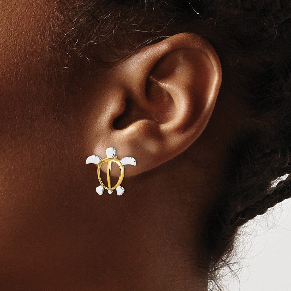 Gold Sea Turtle Post Earrings - Model TE940 - Charlie & Co. Jewelry