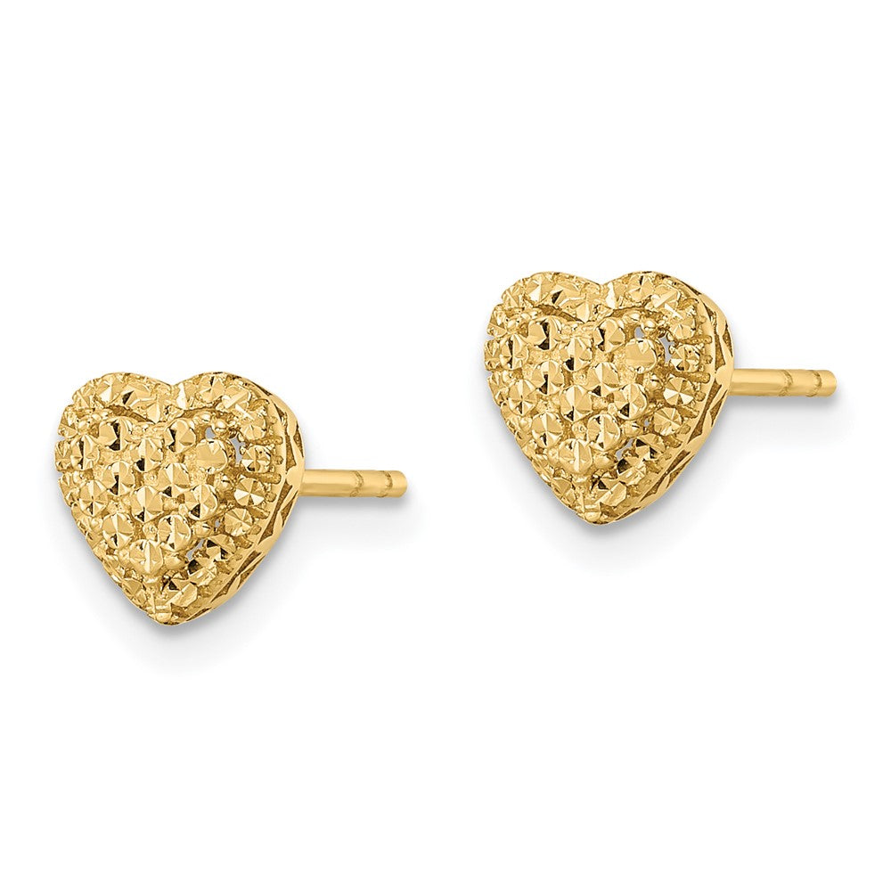 Gold Polished Diamond-cut Heart Post Earrings - Model TE961 - Charlie & Co. Jewelry