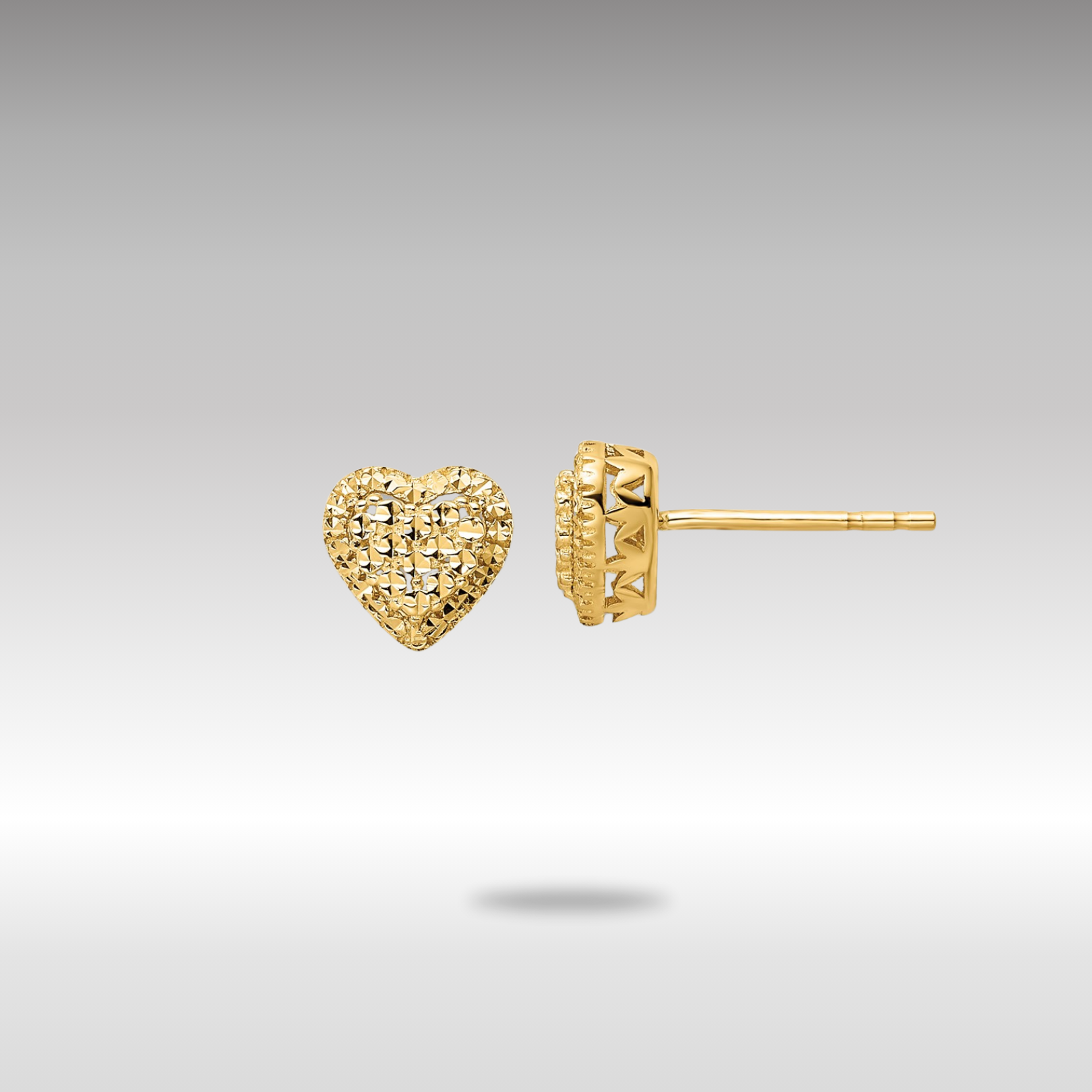 Gold Polished Diamond-cut Heart Post Earrings - Model TE961 - Charlie & Co. Jewelry