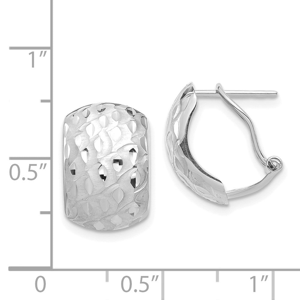 White Gold Textured Omega Back Earrings Model-TF1526 - Charlie & Co. Jewelry