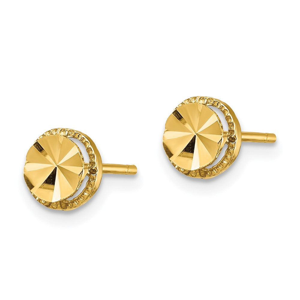 Gold Diamond-Cut Round Post Earrings - Model TF1533 - Charlie & Co. Jewelry
