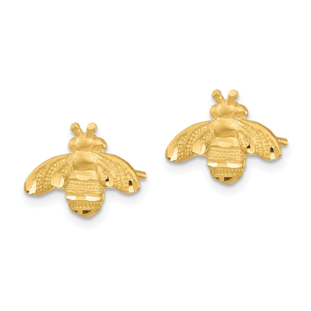 Gold Diamond Cut Bee Post Earrings - Model TF1551 - Charlie & Co. Jewelry