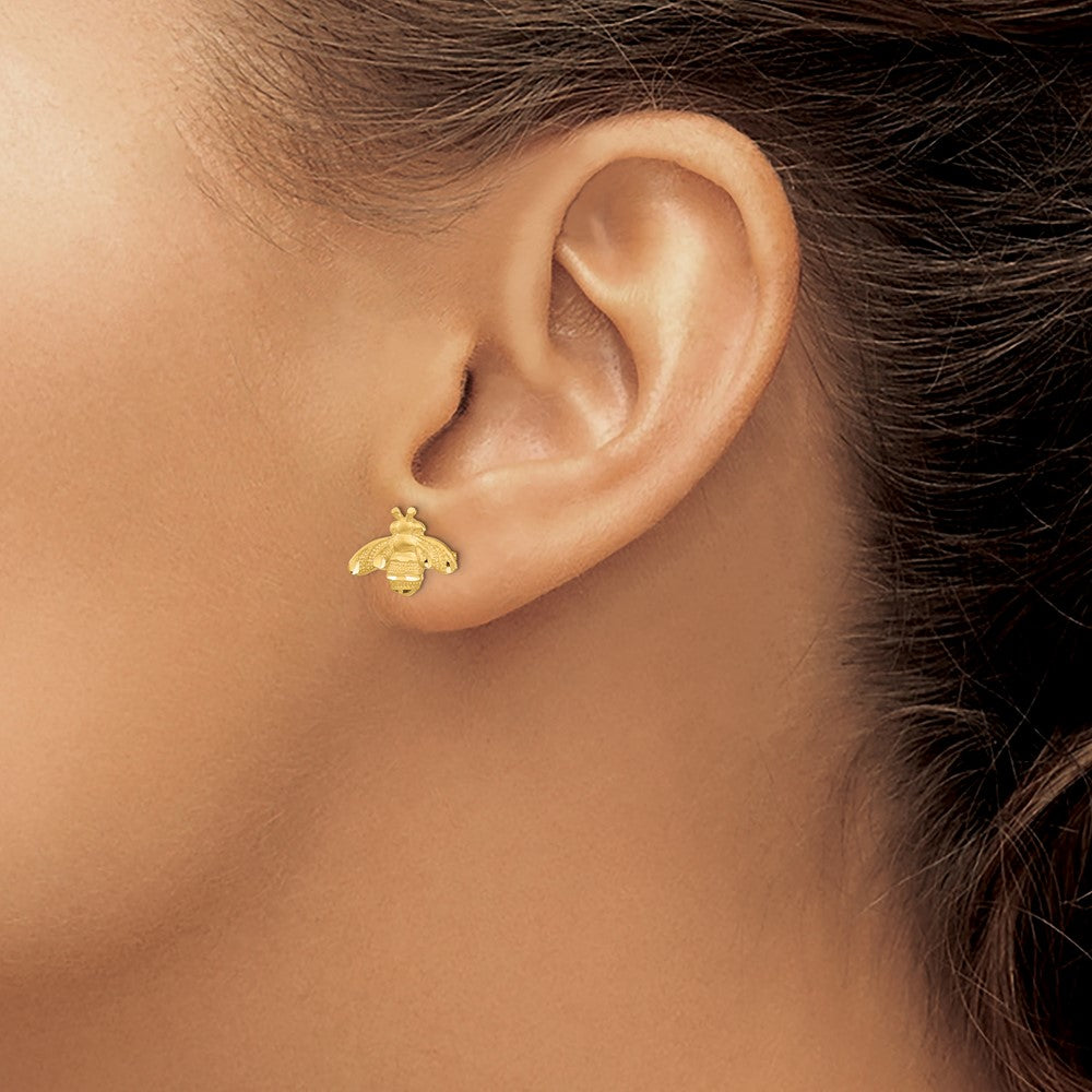 Gold Diamond Cut Bee Post Earrings - Model TF1551 - Charlie & Co. Jewelry