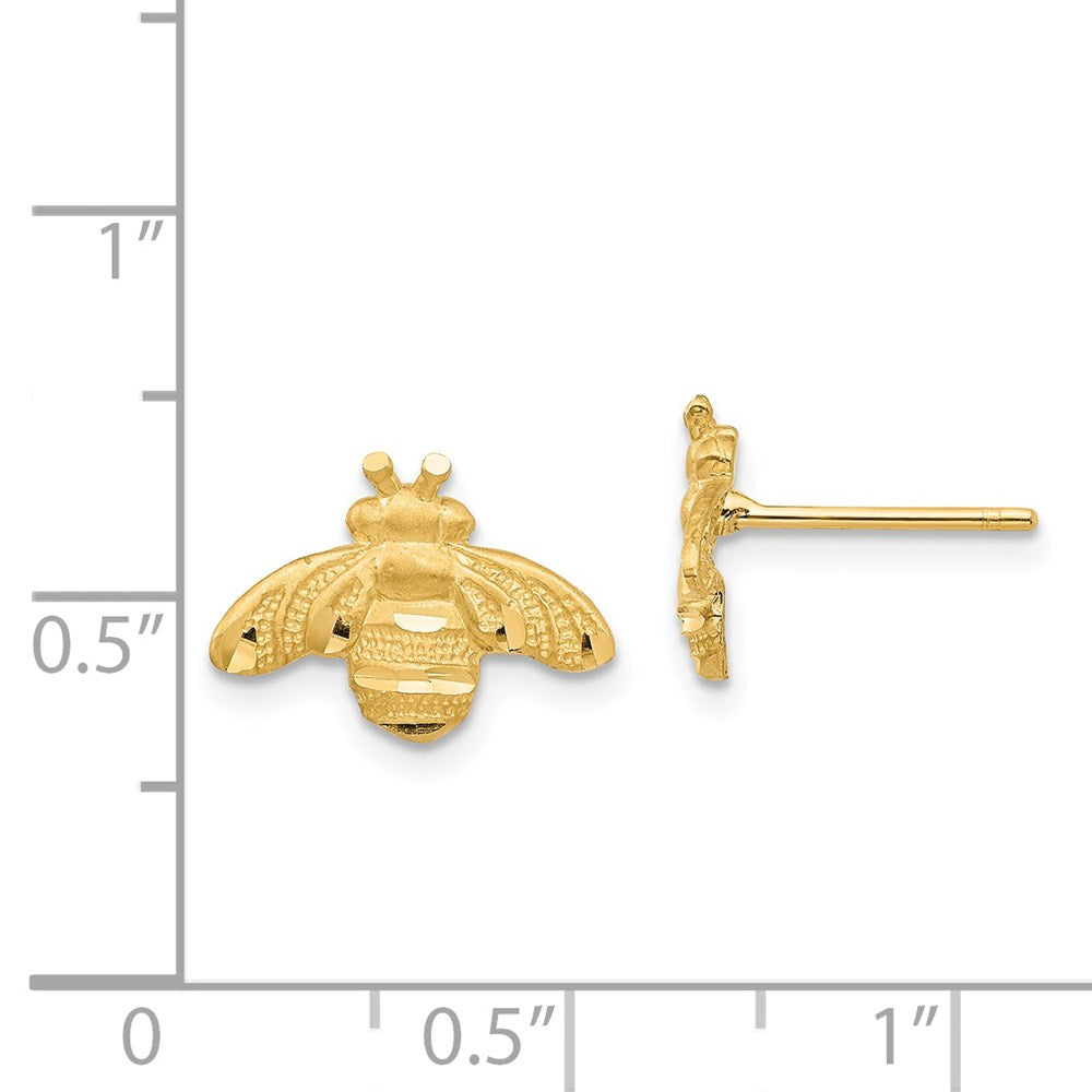 Gold Diamond Cut Bee Post Earrings - Model TF1551 - Charlie & Co. Jewelry