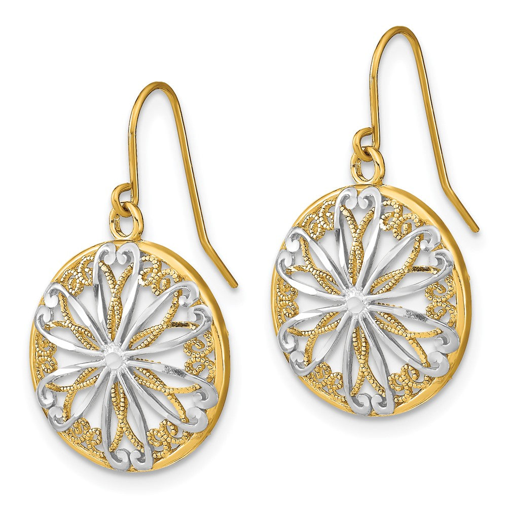 Gold Filigree Medallion Dangle Earrings - Model TF1878 - Charlie & Co. Jewelry