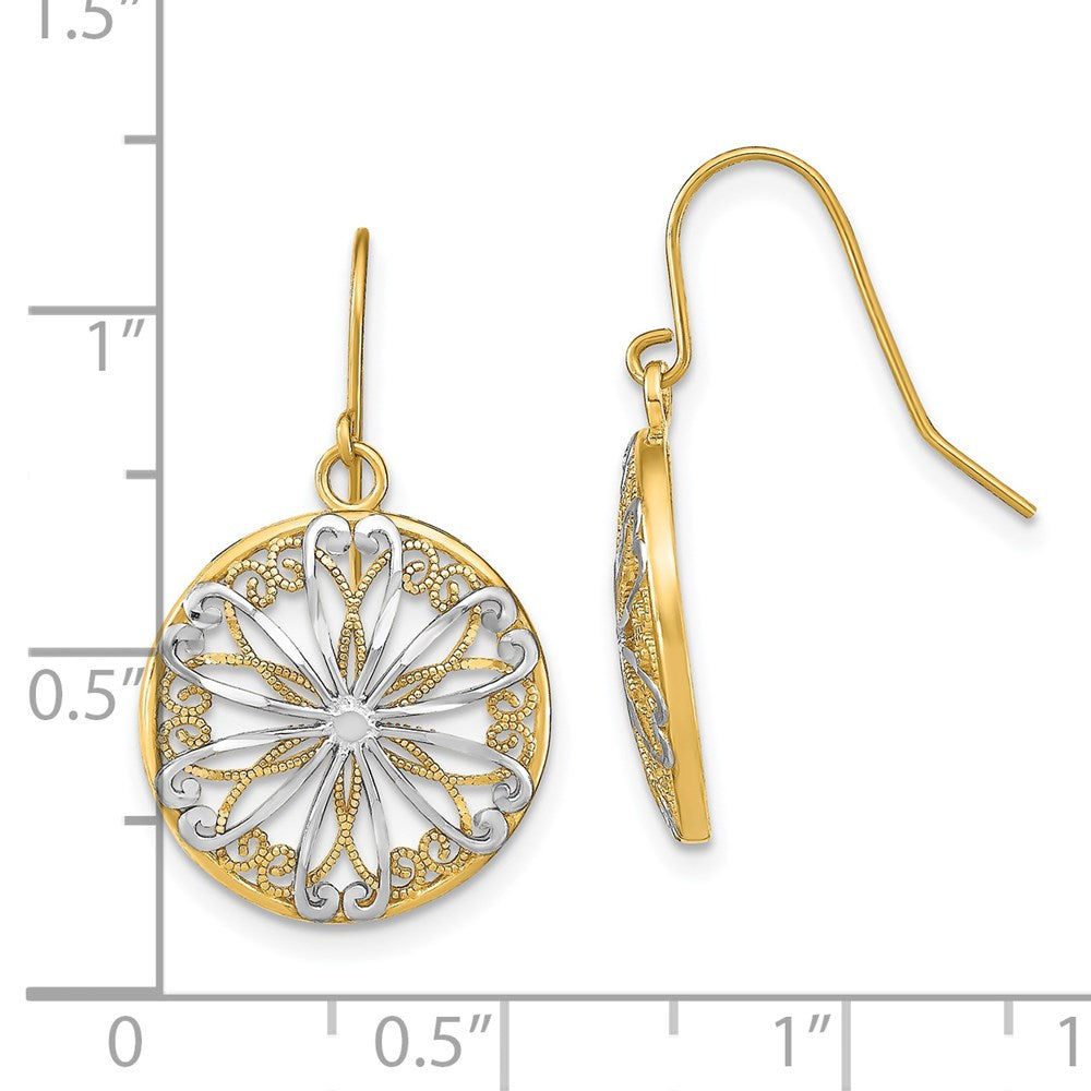 Gold Filigree Medallion Dangle Earrings - Model TF1878 - Charlie & Co. Jewelry