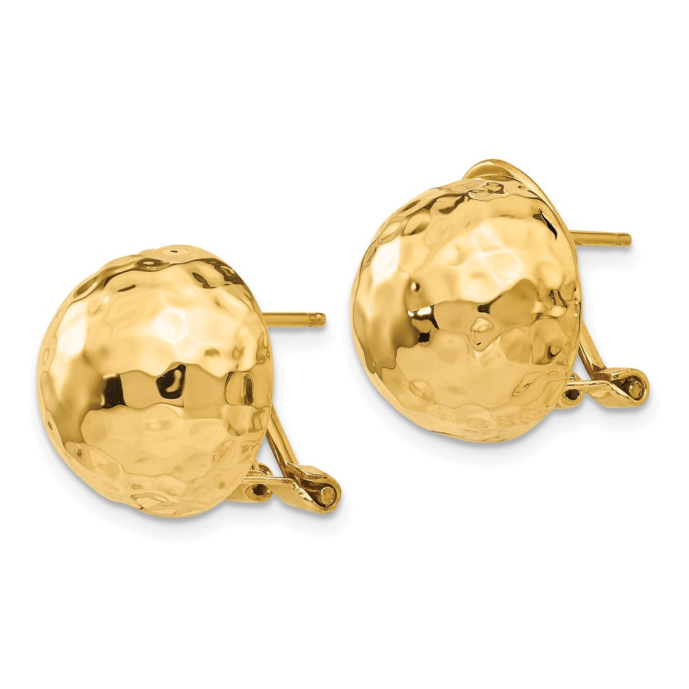 Gold Hammered Omega Back Post Earrings - Model TF204 - Charlie & Co. Jewelry