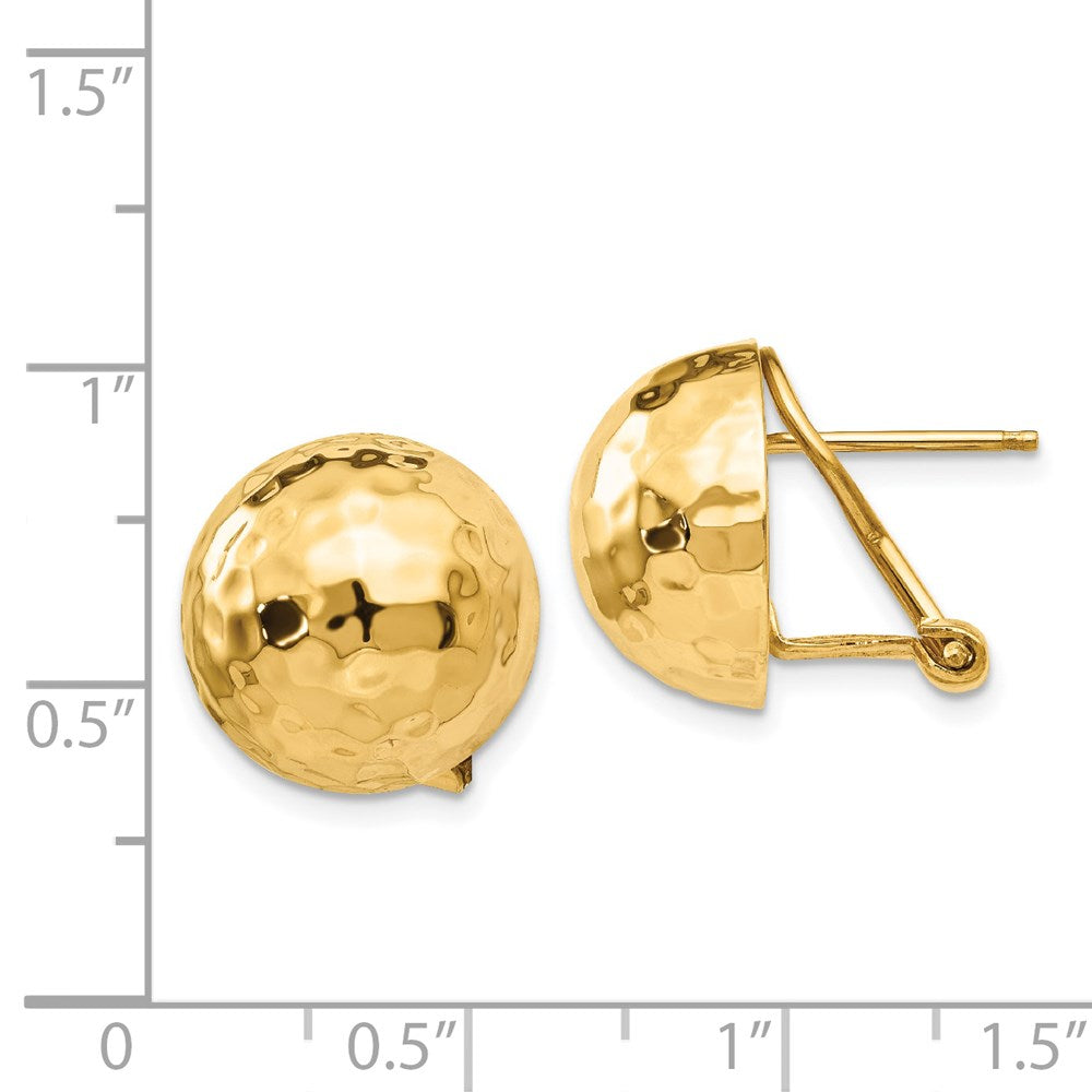 Gold Hammered Omega Back Post Earrings - Model TF204 - Charlie & Co. Jewelry