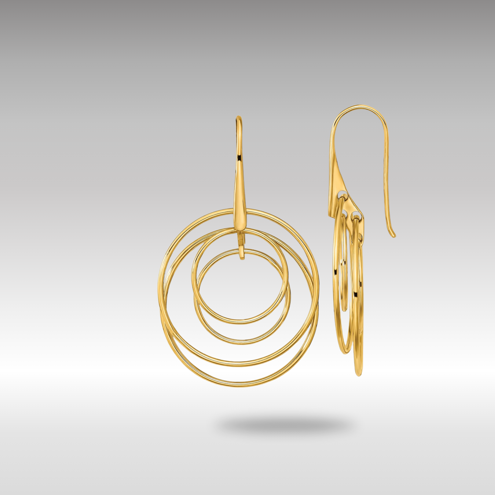 Gold Polished Circles Dangle Earrings - Model TF2164 - Charlie & Co. Jewelry