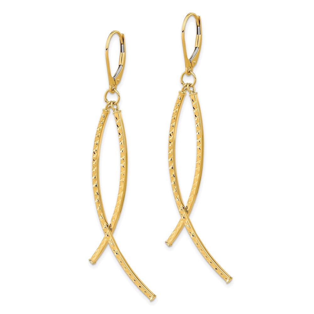 Gold 14K Polished Diamond Cut Fancy Dangle Leverback Earrings - Model TF2167 - Charlie & Co. Jewelry