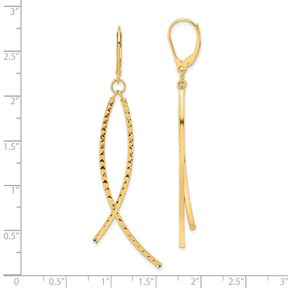 Gold 14K Polished Diamond Cut Fancy Dangle Leverback Earrings - Model TF2167 - Charlie & Co. Jewelry